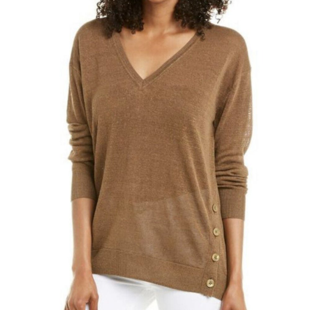 J Crew Women's V-neck Sweater With Side Buttons